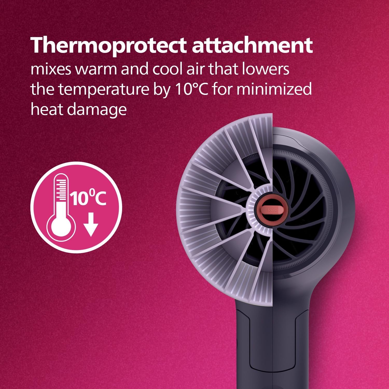 Philips Hair Dryer Powerful Drying with Less HeatIIonic Care for Smooth &amp; Shiny HairI 3 Styling Options for Salon like BlowdryI 1600 WattsI Cool ShotI Men &amp; WomenI 2 Year WarrantyI BHD318/00, Purple - View 5