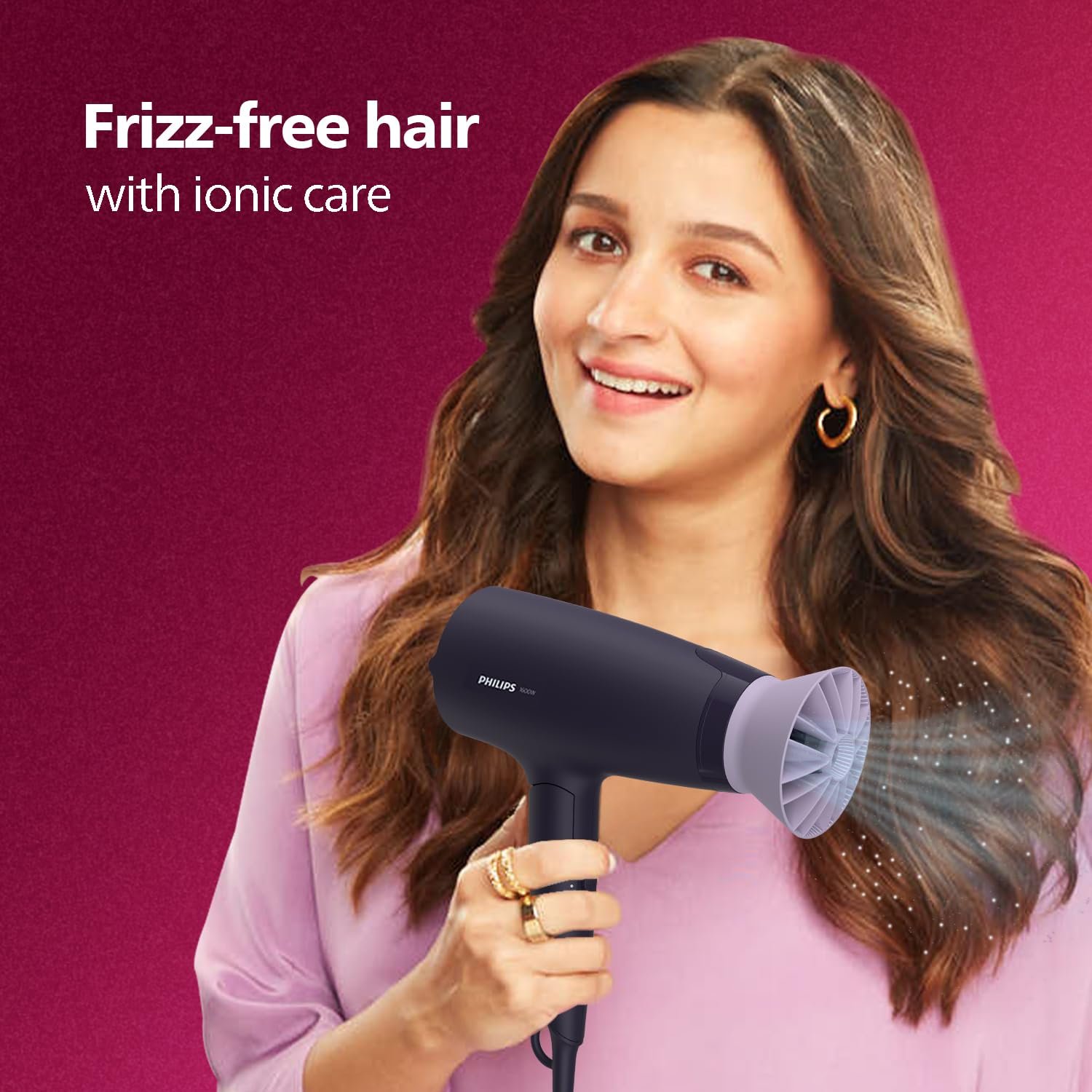 Philips Hair Dryer Powerful Drying with Less HeatIIonic Care for Smooth &amp; Shiny HairI 3 Styling Options for Salon like BlowdryI 1600 WattsI Cool ShotI Men &amp; WomenI 2 Year WarrantyI BHD318/00, Purple - View 4