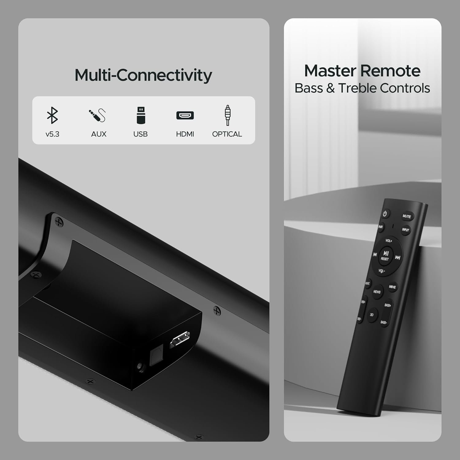 boAt Aavante Bar Quake Pro, 240W Signature Sound, 2.1CH, Wireless Subwoofer, BT v5.3, Multiple Ports, Bass &amp; Treble Controls, Bluetooth Sound bar, Home Theatre Soundbar Speaker (Premium Black) - View 2