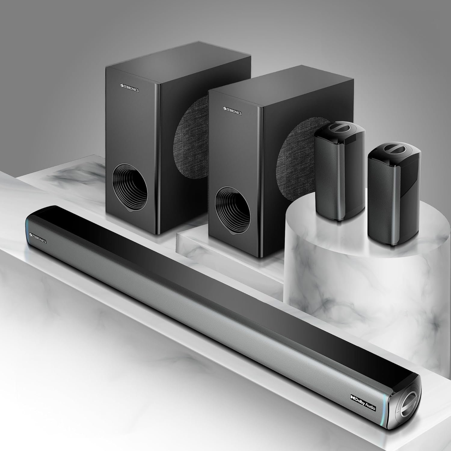 ZEBRONICS Juke bar 9550 pro 5.2 Soundbar (625 Watts), Dolby Audio, Dual Wireless Subwoofer &amp; Satellite, BT v5.3, HDMI ARC, Optical, Powerful Bass, RGB LED Lights, Wall Mountable - View 2