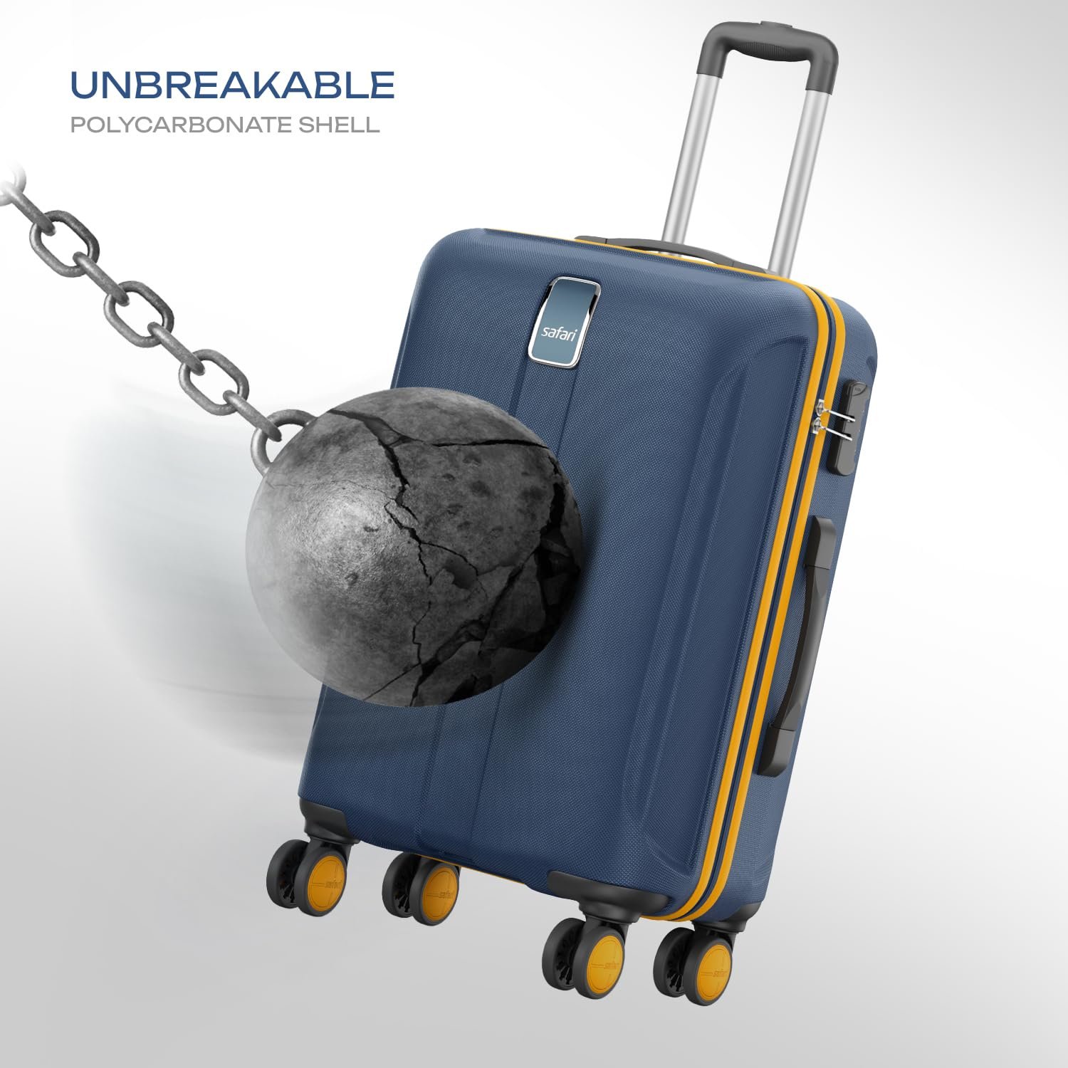 Safari Thorium Neo 8 Wheels 55,66 and 77 Cm Small,Medium and Large 4 Wheel Inline 3 Trolley Bags Polycarbonate 360 Degree Wheeling System Luggage,4 Wheel Inline Trolley Bags,Graphite Blue - View 7