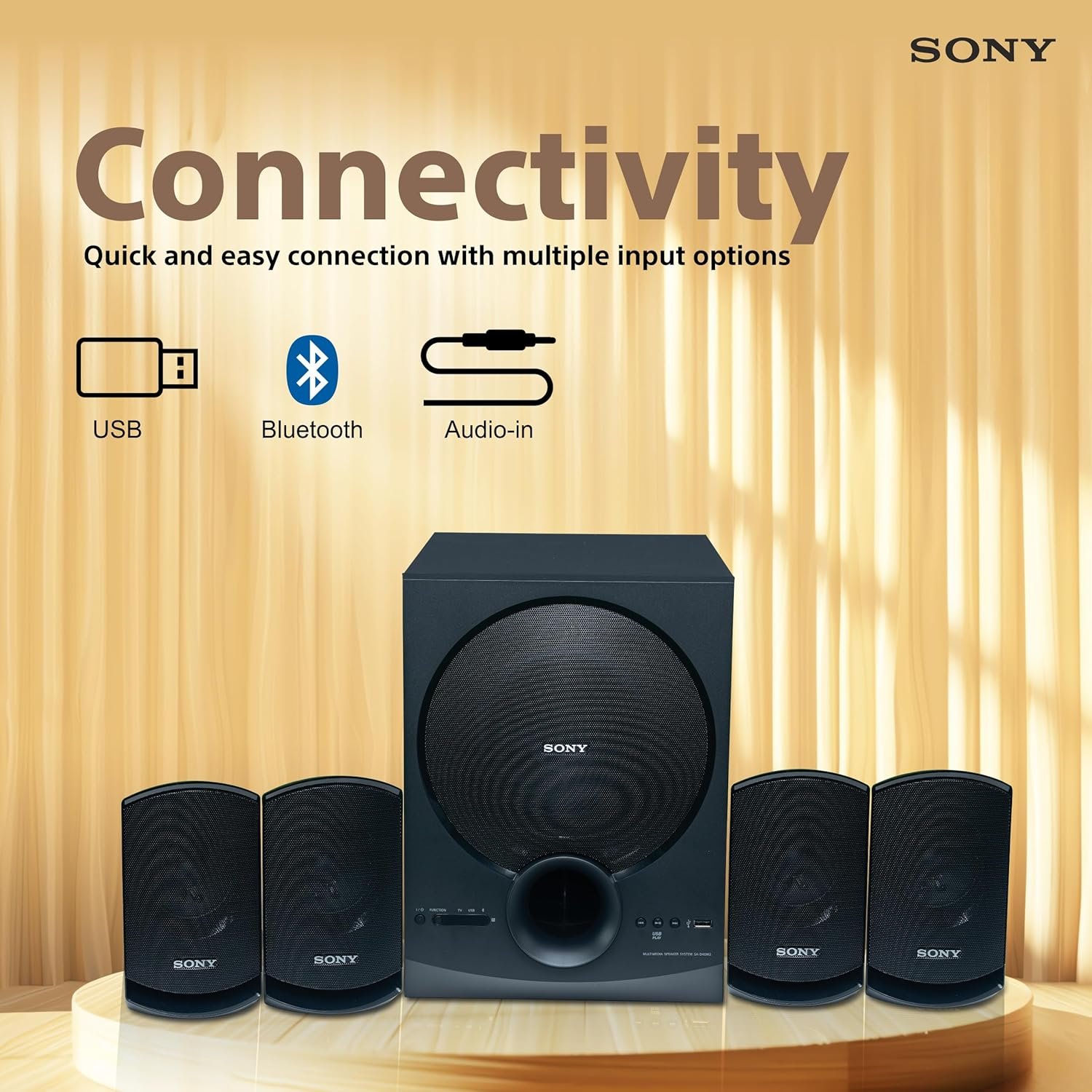 Sony New SA-D40M2 4.1ch Home Theatre/PC Speaker System with 100W Power Output and Powerful Subwoofer - Black - View 4