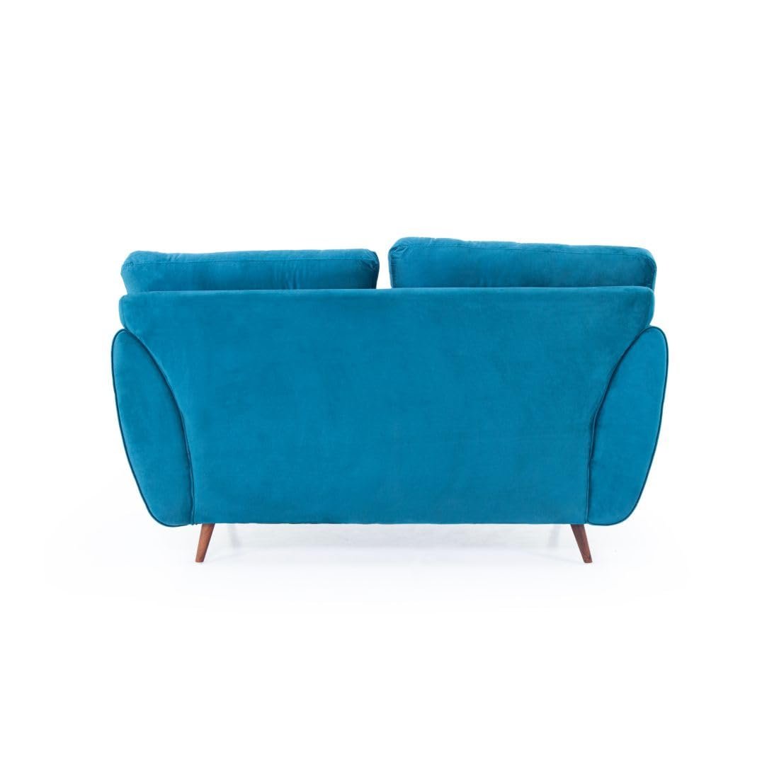 Peachtree Eden 2 Seater Sofa for Living Room| Sofa with 2 Cushions, 3 Year Warranty, Velvet Fabric Sofa with Mango Wooden Frame &amp; Sheesham Wood Legs | Padded Armstyle (Teal Blue) - View 4