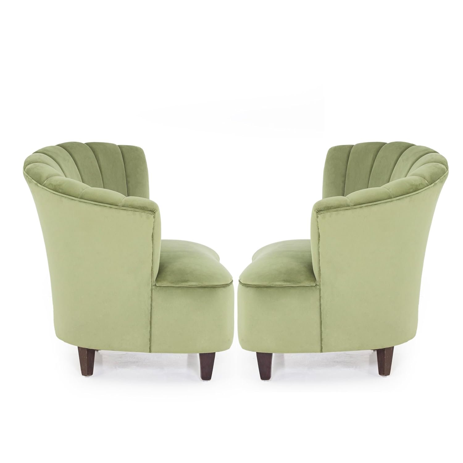 Peachtree Butterfly 1 Seater Chair for Living Room, Mango Wooden Frame &amp; Sheesham Wood Leg | Velvet Fabric Chair for Dining Room | Single Seater Chair | No Armstyle |1 Year Warrranty (Set of 2, Green) - View 5