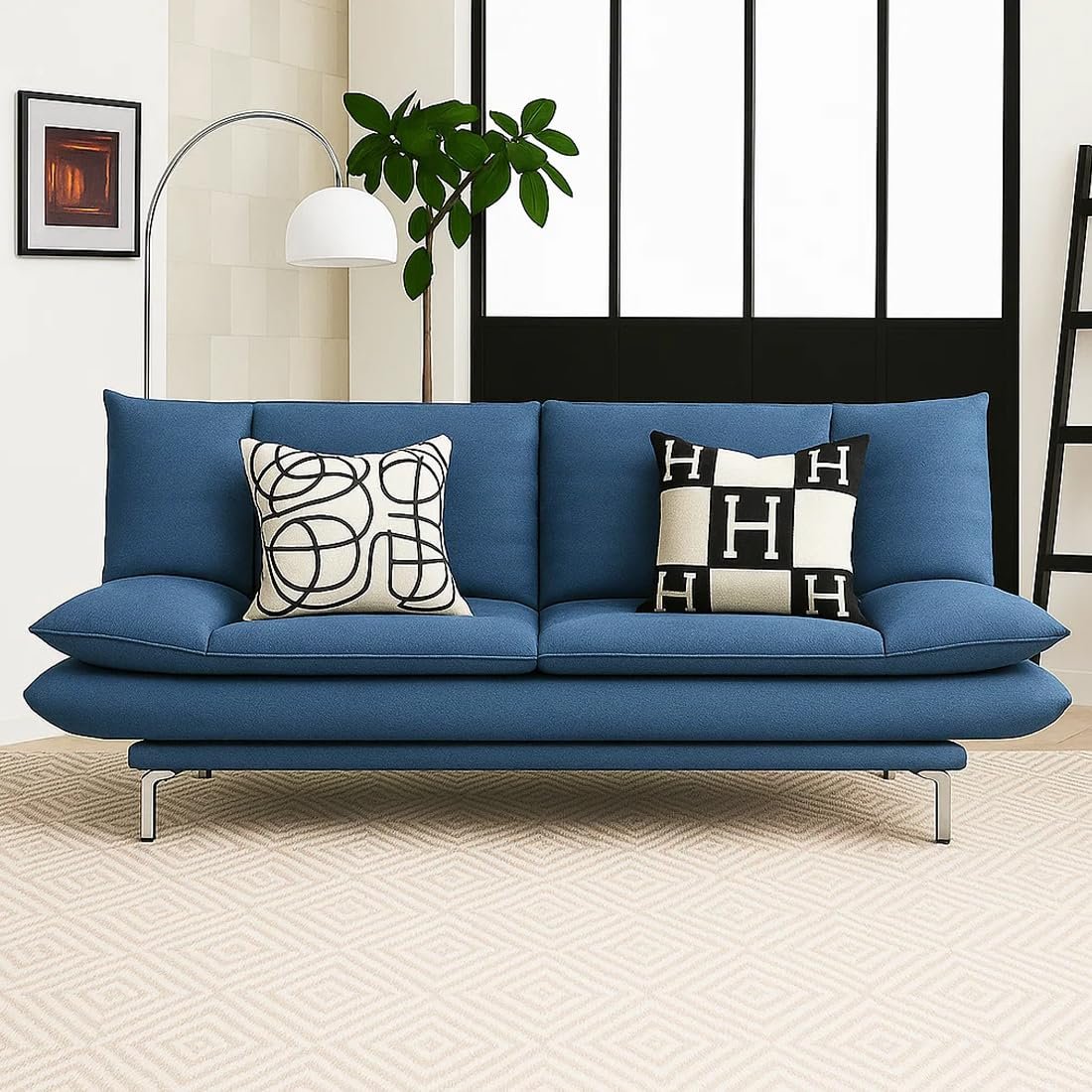 CASASTYLE Brio Fabric 3 Seater Sofa Cum Bed Set (Sky Blue) - View 2