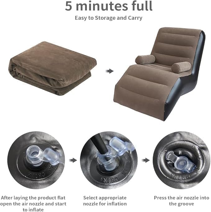 Pearo Inflatable Air Sofa Chair - Portable Single Seater Recliner Sofa Bed Set with Pump, Comfortable Air Chair, Inflatable Lounge Chair for Home, Outdoors &amp; Travel - View 2