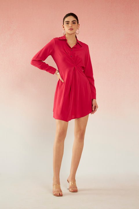 Aamna 100% Viscose Draped Shirt Dress - View 2