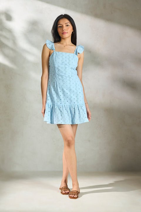 Stevvi 100% Cotton Schiffli Skater Dress - View 2